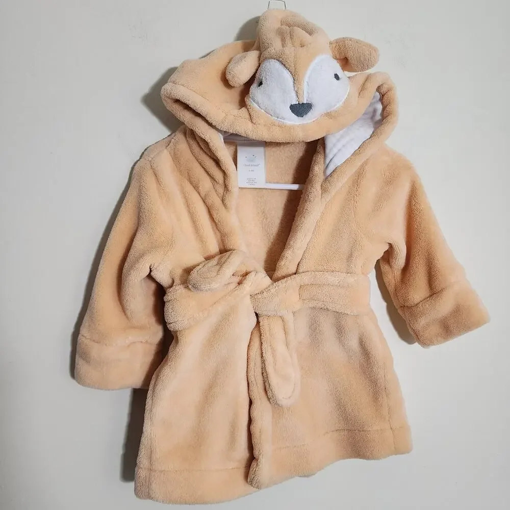 Cloud Island‎ super soft plush fox hood baby bath robe size 6-9 months